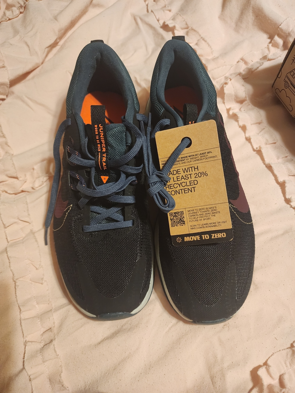 Nike Women's Navy Blue and Orange Trail Sneakers